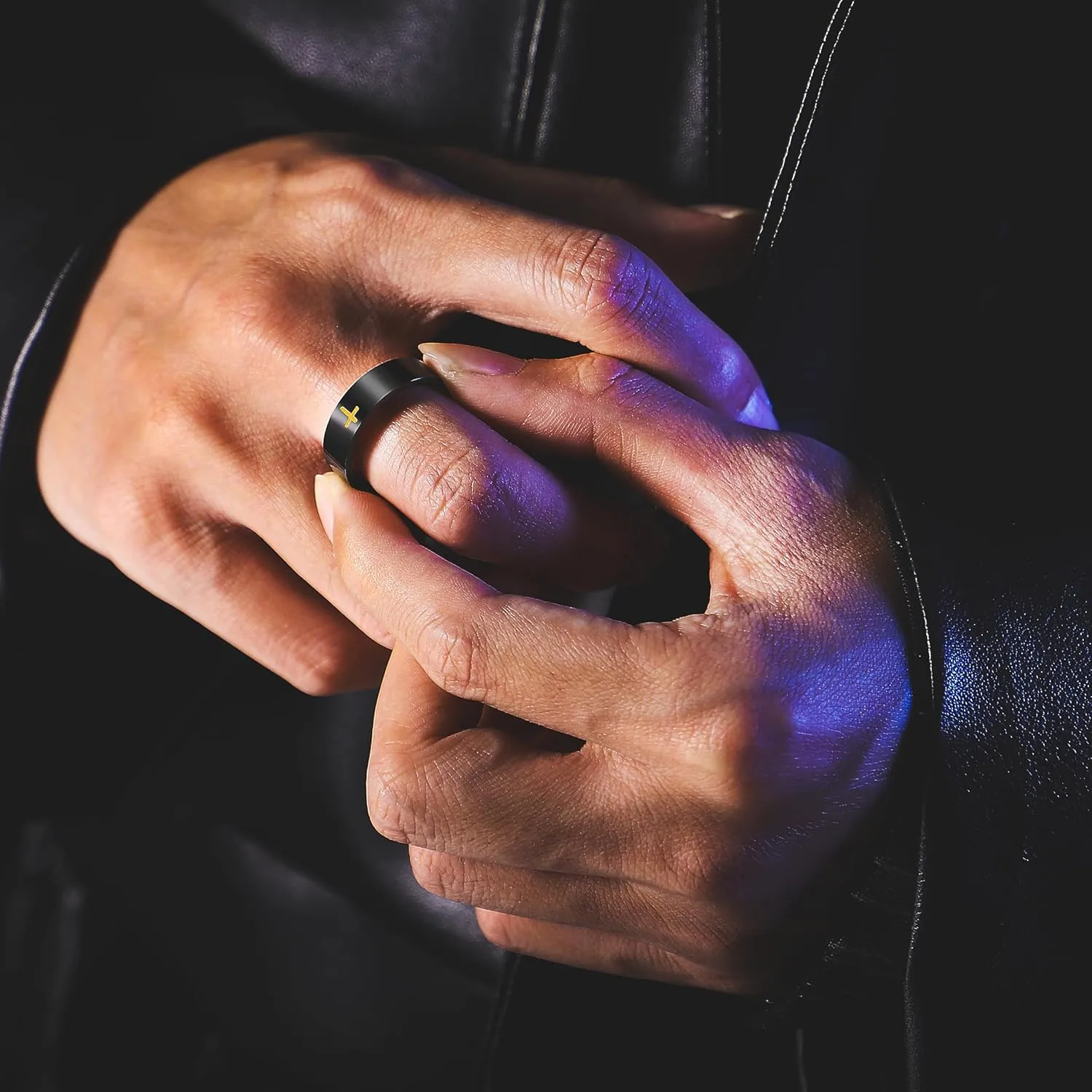 Cross Rings for Men, Black Stainless Steel Classical Simple Plain Christian Religious Wedding Band Ring