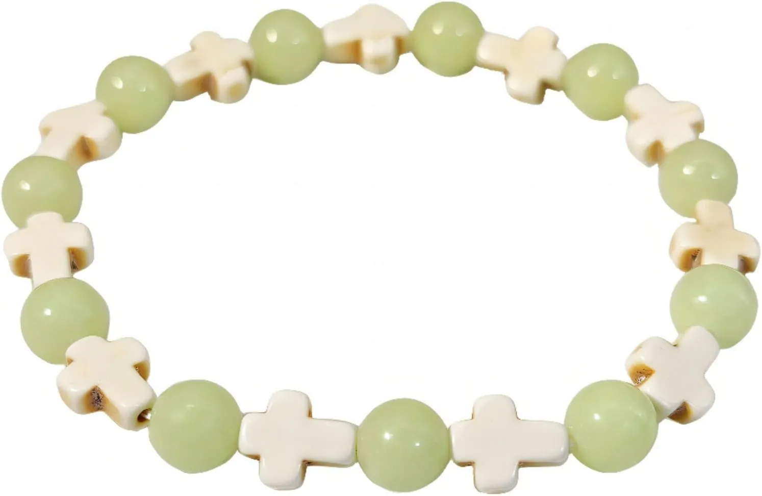 Crystal Cross Bracelet for Women Glow In the Dark Bracelet Beaded Cross Charm Brecelet Turquoise Stretch Bracelet Gemstone Jewelry Present