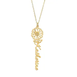 Custom Birth Flower Necklace - Handcrafted Name Pendant - Unique Jewelry Gift for Her