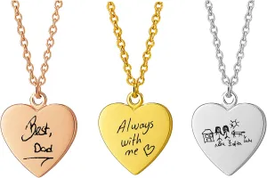 Custom Handwriting Heart Necklace  Personalized Memorial Jewelry with Actual Handwriting or Drawing  Keepsake Gift for Mom, Dad, Grandma, or Grandpa  Unique Sympathy or Remembrance Gift