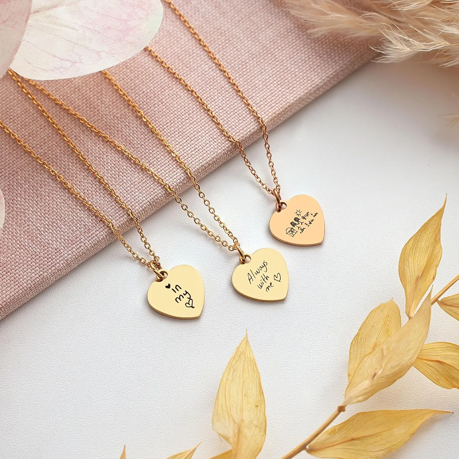 Custom Handwriting Heart Necklace  Personalized Memorial Jewelry with Actual Handwriting or Drawing  Keepsake Gift for Mom, Dad, Grandma, or Grandpa  Unique Sympathy or Remembrance Gift