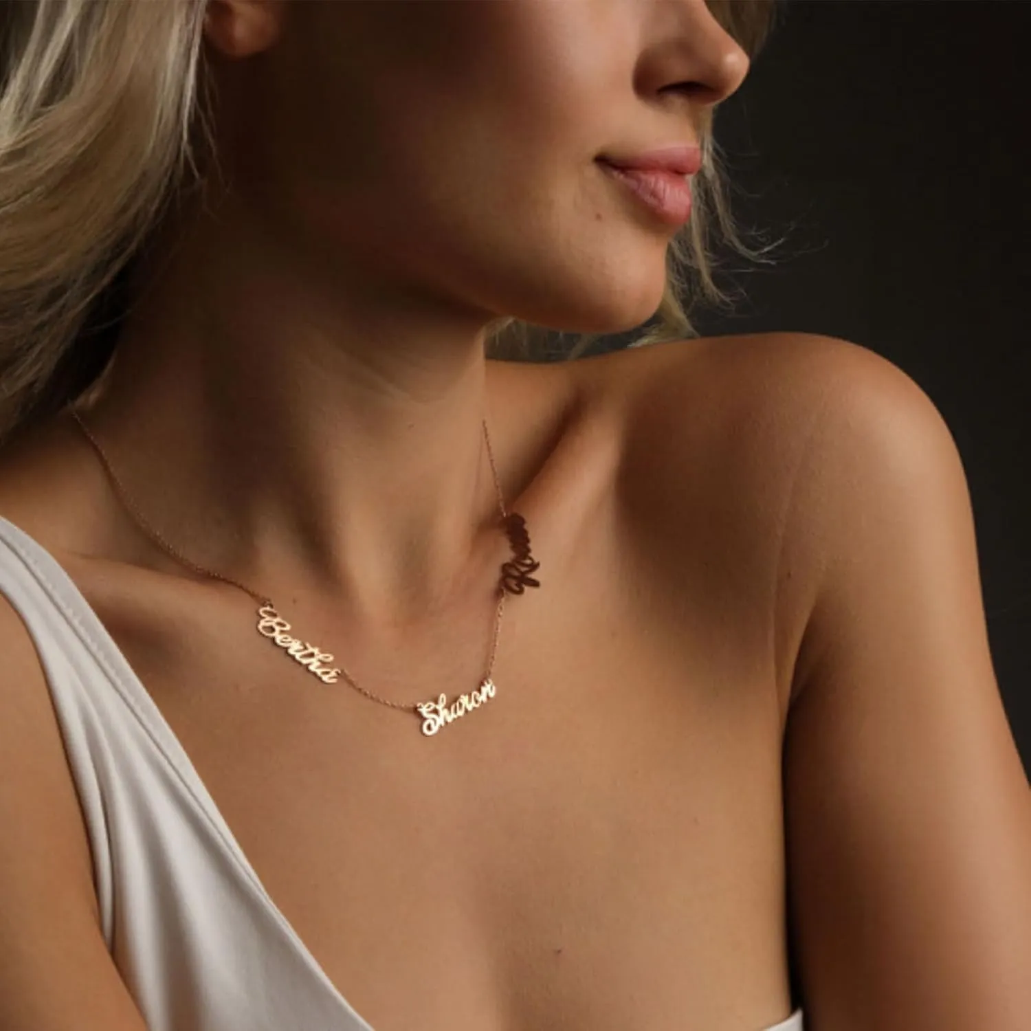 Custom Multi Name Necklace Personalized - 14K Gold Plated Stainless Steel Personalized Family Names Necklace - Unique Gift for Mother's Day