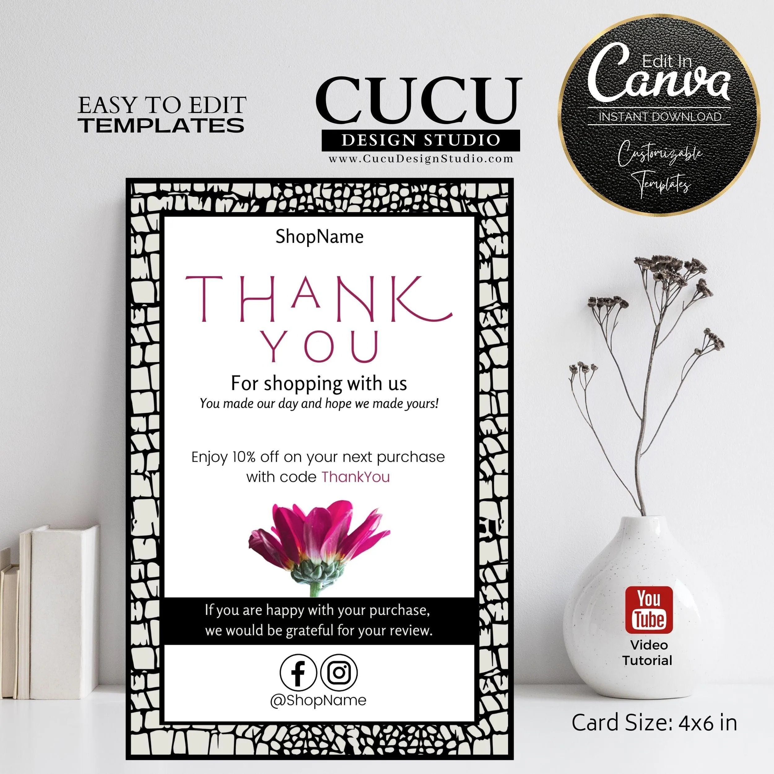 Cute Animal Print Customer Thank You Card