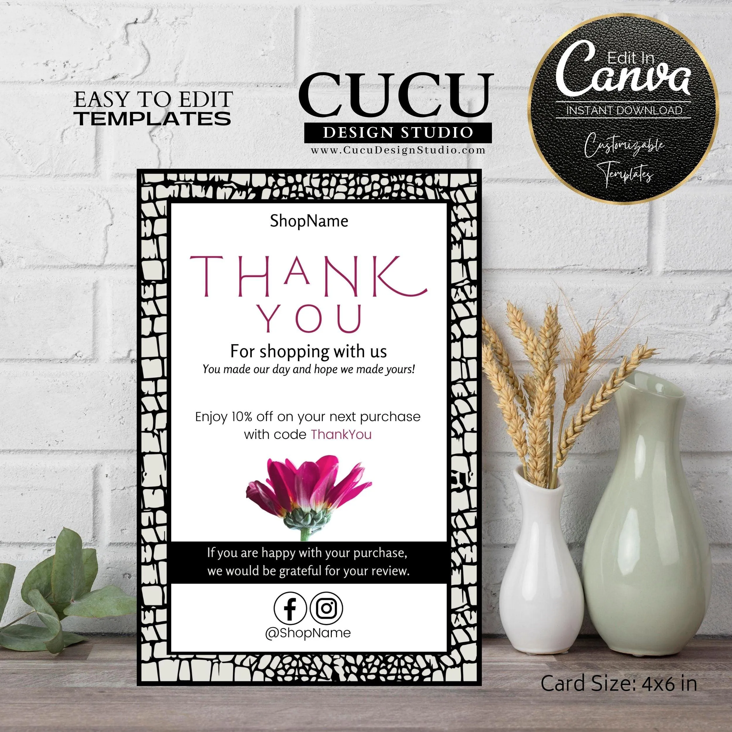 Cute Animal Print Customer Thank You Card