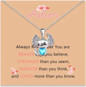 Cute Axolotl Necklace Animal Pendant Necklaces Axolotl Gifts for Axolotl Lovers Graduation Birthday Gift