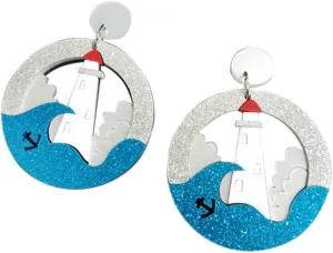 CutieJewerlry Womens Fashion Jewelry Statement Light House Sea Retro Earrings (Lighthouse)
