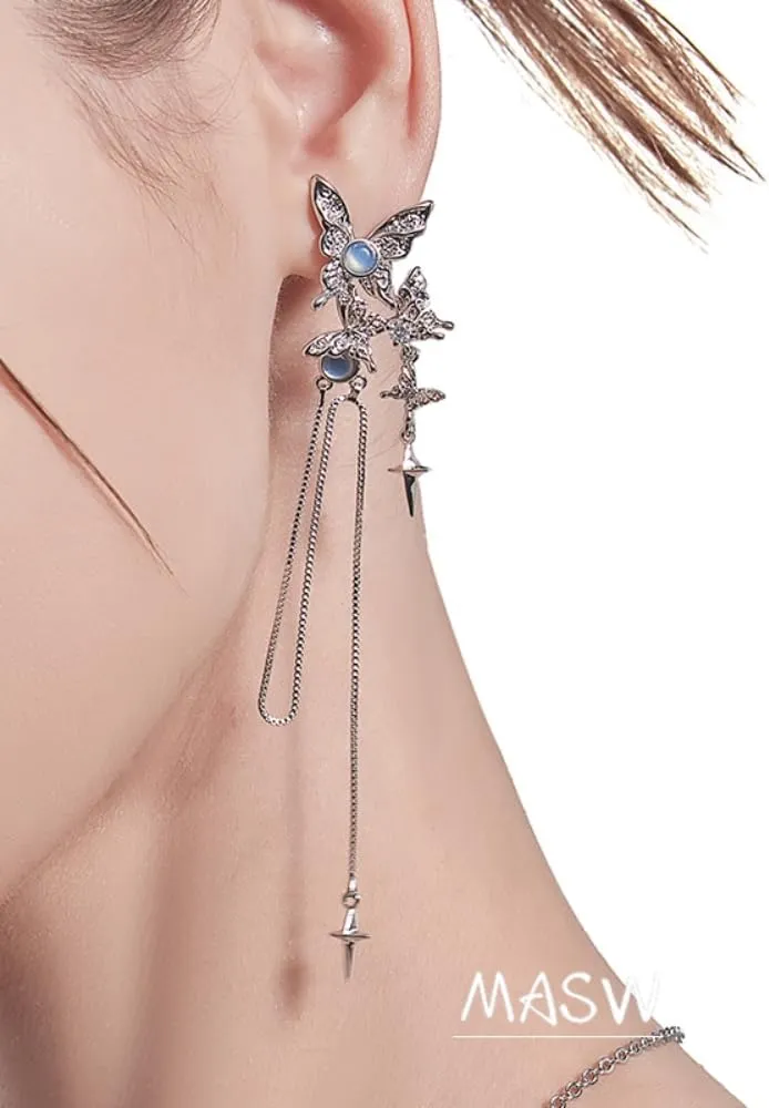 Delicate butterfly fringe chain earrings Stylish women's earrings temperament of women accessories