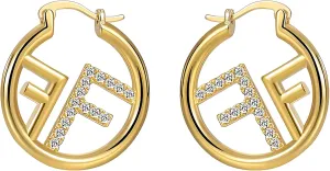 Delicate Gold and Diamond Women's Letter F Earrings - An elegant gift for a stylish lady.