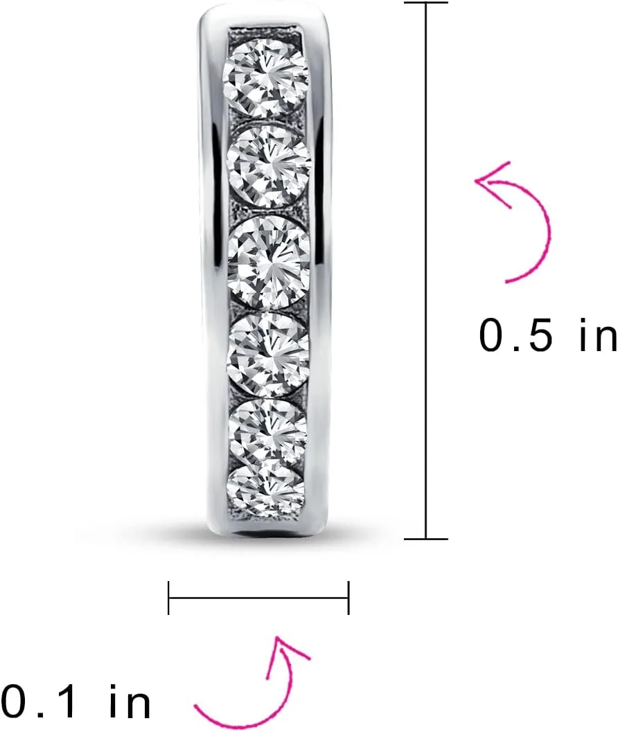 Delicate Tiny CZ Channel Set Huggie Hoop Earrings For Women For Teen Rose Gold Plated Sterling Silver More Colors