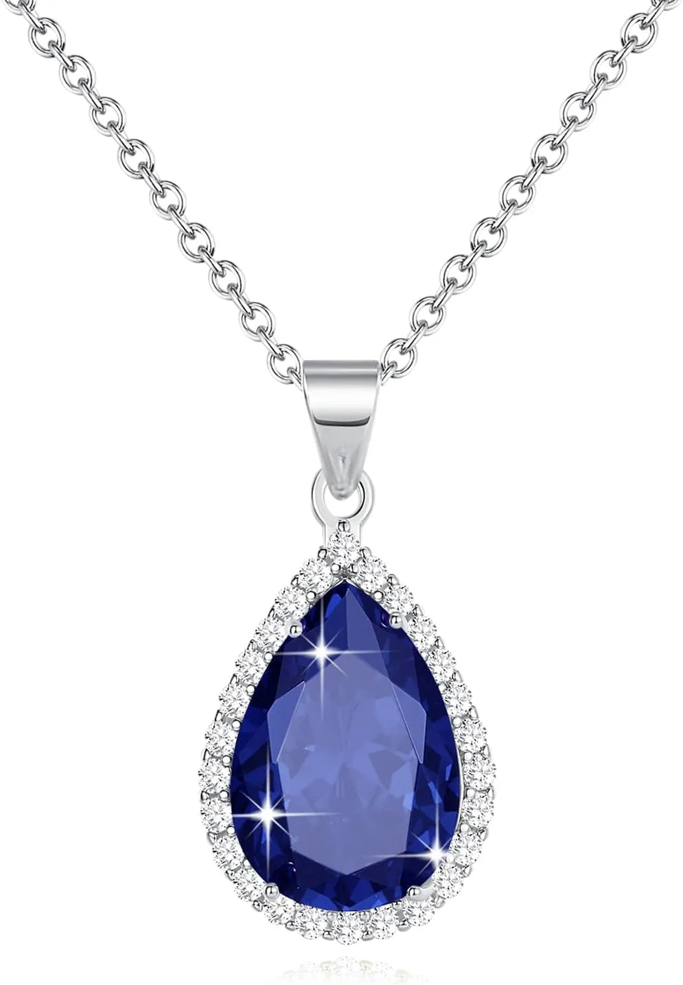 Diamond Teardrop Pendant Necklaces for Women Crystals Birthstone Costume Jewelry Gifts for WomenGold Plated 17.92   1.97 inch Chain