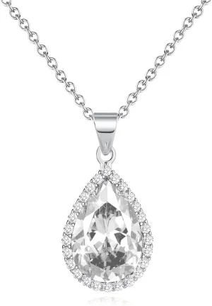 Diamond Teardrop Pendant Necklaces for Women Crystals Birthstone Costume Jewelry Gifts for WomenGold Plated 17.92   1.97 inch Chain
