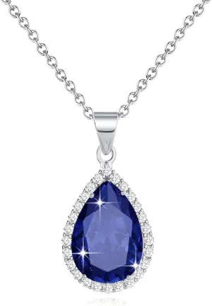 Diamond Teardrop Pendant Necklaces for Women Crystals Birthstone Costume Jewelry Gifts for WomenGold Plated 17.92   1.97 inch Chain