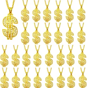 Dollar Chain Necklace Fake Gold Necklace for Men Women Party Hip Hop Accessory