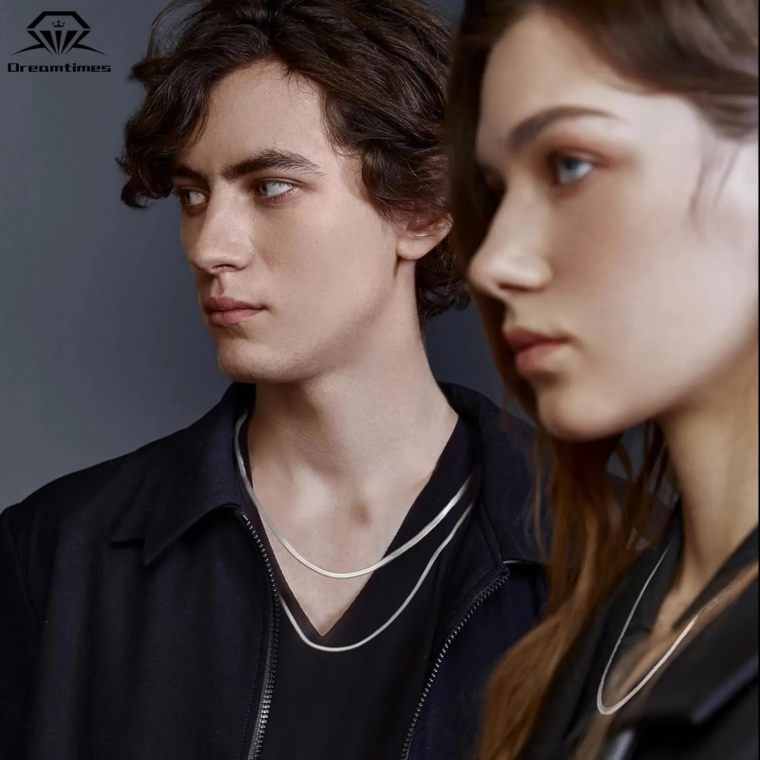 Dreamtimes Herringbone Flat Snake Magic Chain Necklace Vintage Shiny Chain for Men and Women Herringbone Necklace Dainty Simple Necklace Choker Necklaces
