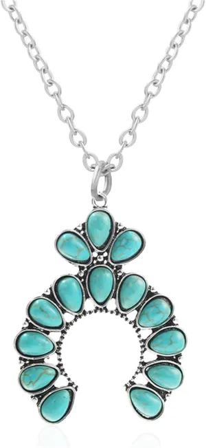 Dreuyet Turquoise Pendant Necklace for Women Natural Turquoise Western Handmade Bohemian Necklace Vintage Cross Horseshoe Navajo Boho Jewelry