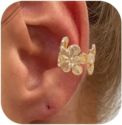 Ear Cuff Earrings for Women Non Piercing Starfish Shell Flower Ears Clip on Dainty Statement Earrings Ocean Beach Summer Jewelry