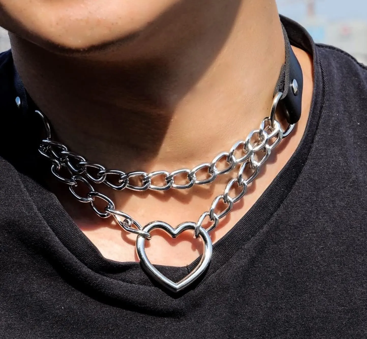 Eigso Pop Punk Collar Choker Vintage Retro Steampunk Dark Goth Style Heart Chains Necklace for Women