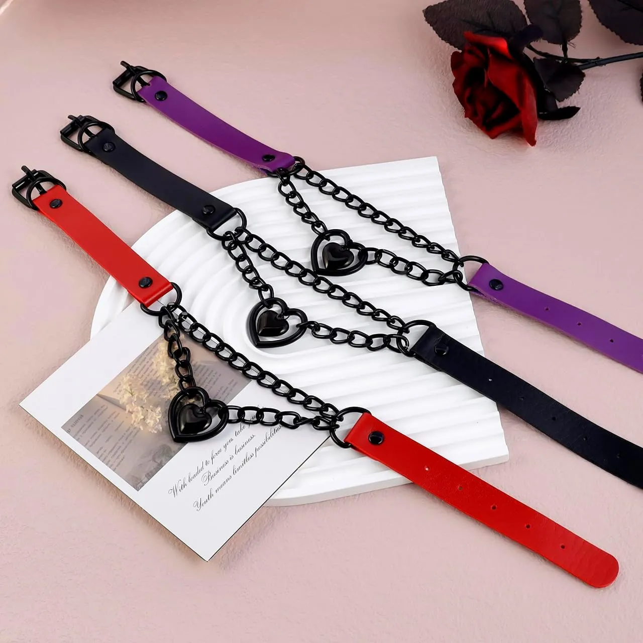 Eigso Pop Punk Collar Choker Vintage Retro Steampunk Dark Goth Style Heart Chains Necklace for Women