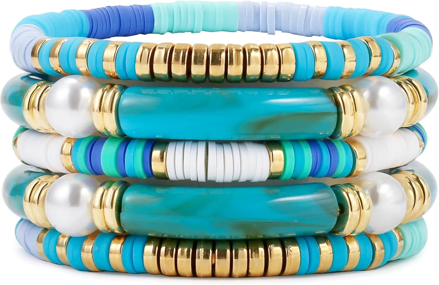 Elegance 11 designs colorful bracelets for women Surfer Thick Tube Heishi Summer Beach Beaded Stackable Boho Stretch Bracelets