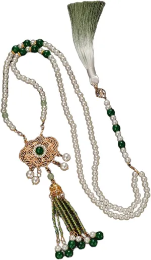 Elegant Fringed Chain Artfiticial Pearl Pendant Eye-Catching Skirt Chain Chinese Costume Necklace Cheongsam Charm Decors