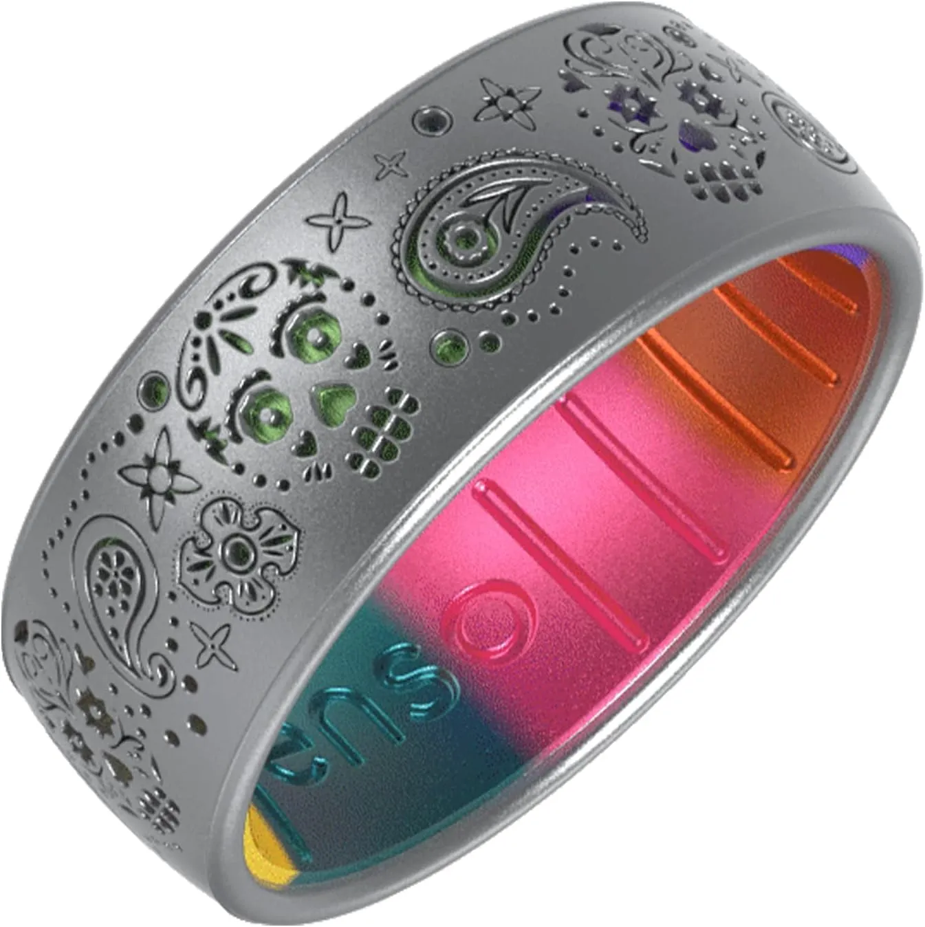 Enso Rings Etched Sugar Skulls 3.0 Silicone Rings - Comfortable and Flexible Design