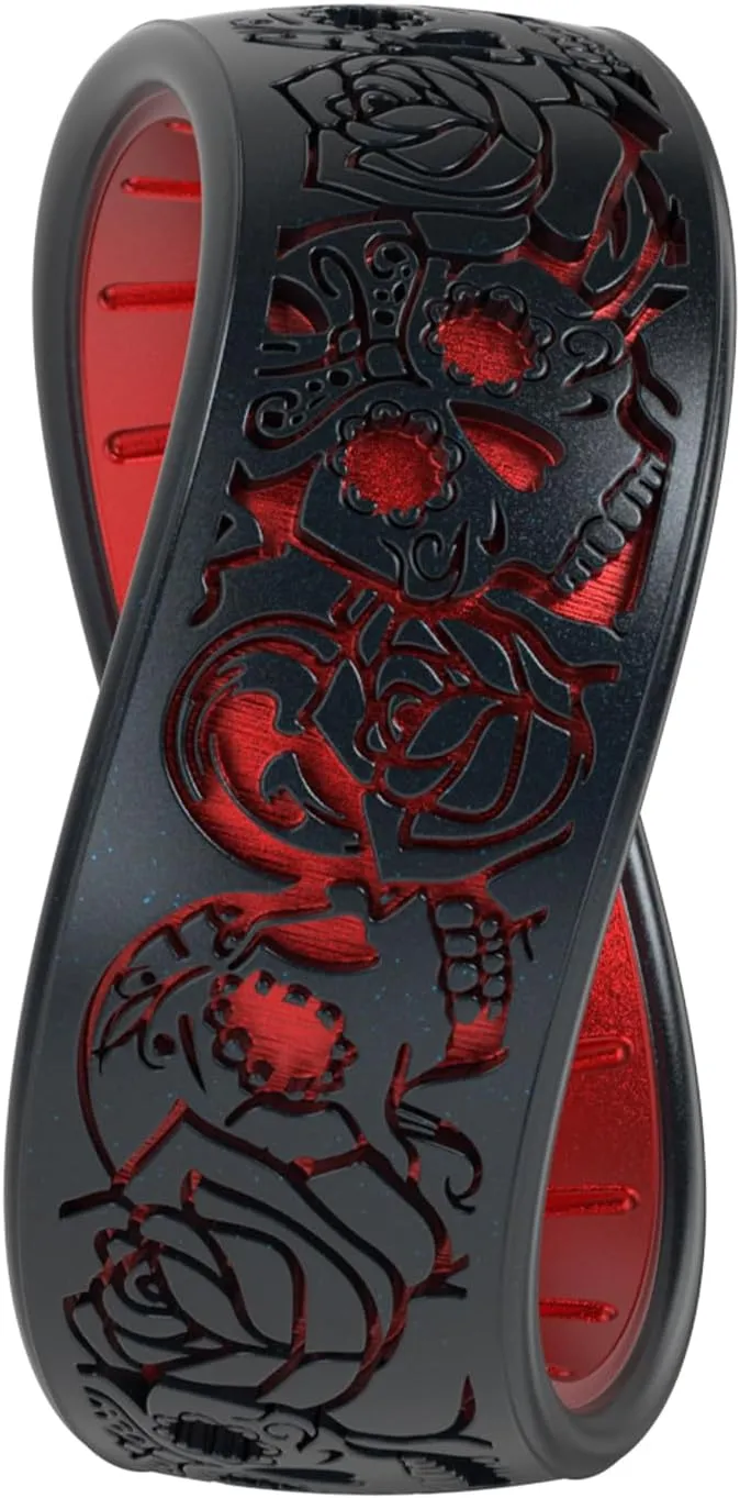 Enso Rings Etched Sugar Skulls 3.0 Silicone Rings - Comfortable and Flexible Design