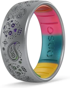 Enso Rings Etched Sugar Skulls 3.0 Silicone Rings - Comfortable and Flexible Design