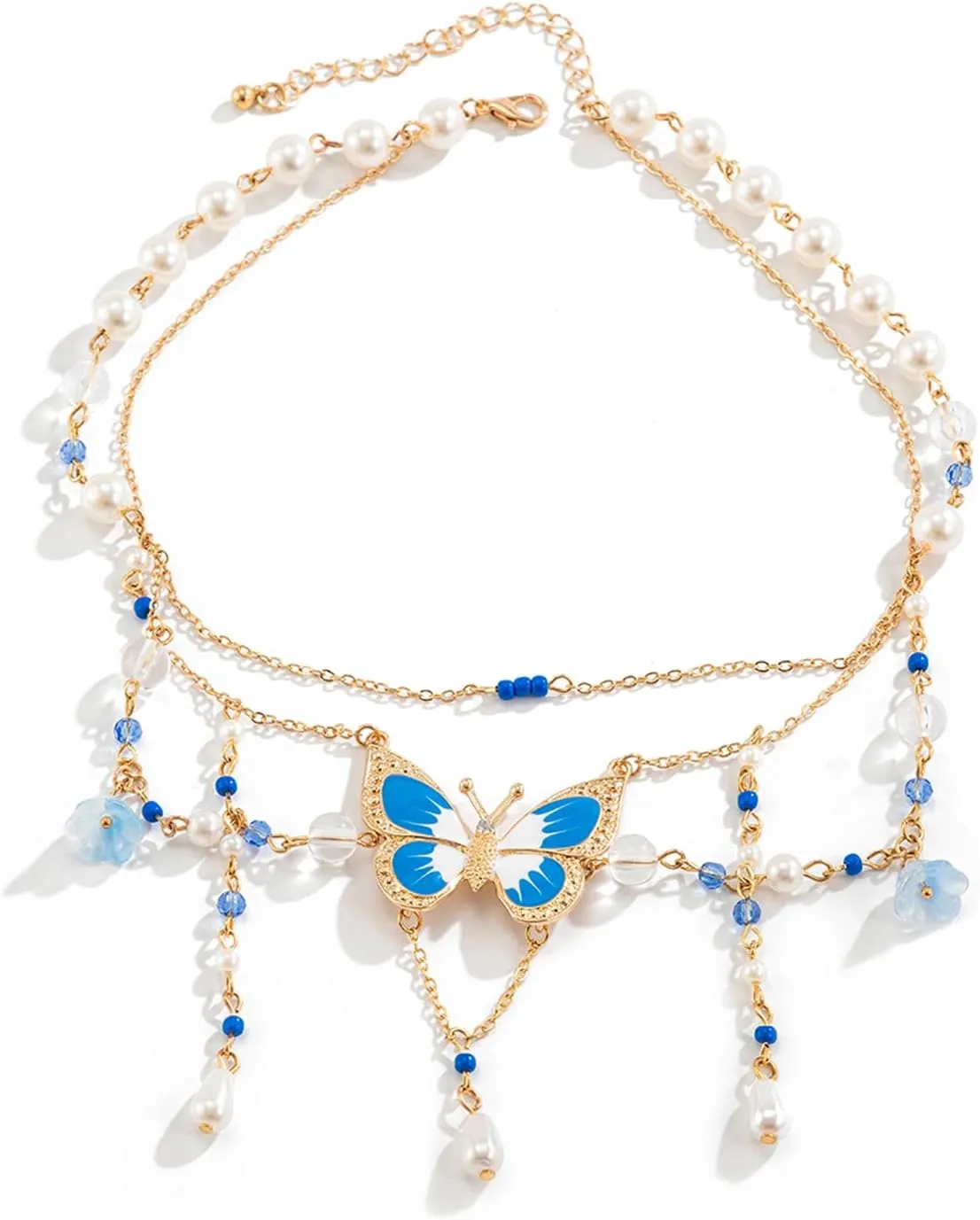 Fairy Tassel Butterfly Choker - Colorful Pendant Necklace, Elegant Bohemian Costume Jewelry for Women