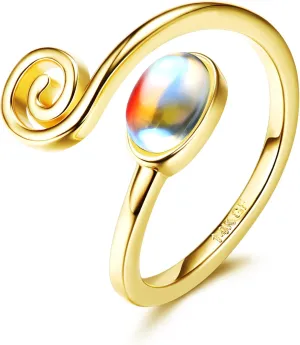FASACCO 14k Gold Fillled Toe Rings for Women Hug CZ Triple Moonstone Snake Knot Simple Band Toe Rings Adjustable Toe Rings
