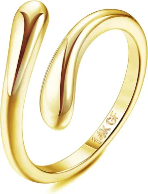 FASACCO 14k Gold Fillled Toe Rings for Women Hug CZ Triple Moonstone Snake Knot Simple Band Toe Rings Adjustable Toe Rings