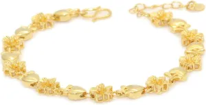 Fashion 18K Gold Plated Adjustable Link Bracelet Heart Flower Chain Bracelet