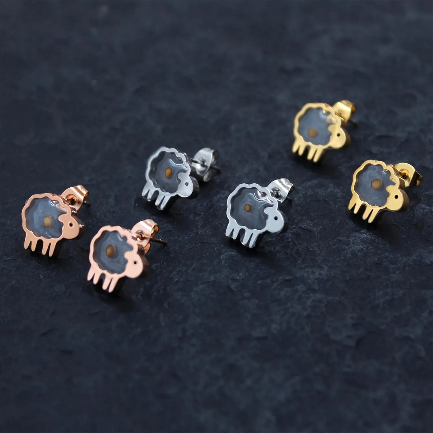 Fashion Graceful Mustard Seed Studs Earrings for Women with Sensitive Ears - Delicate Stainless Steel Hypoallergenic Jewelry for Mother Gift