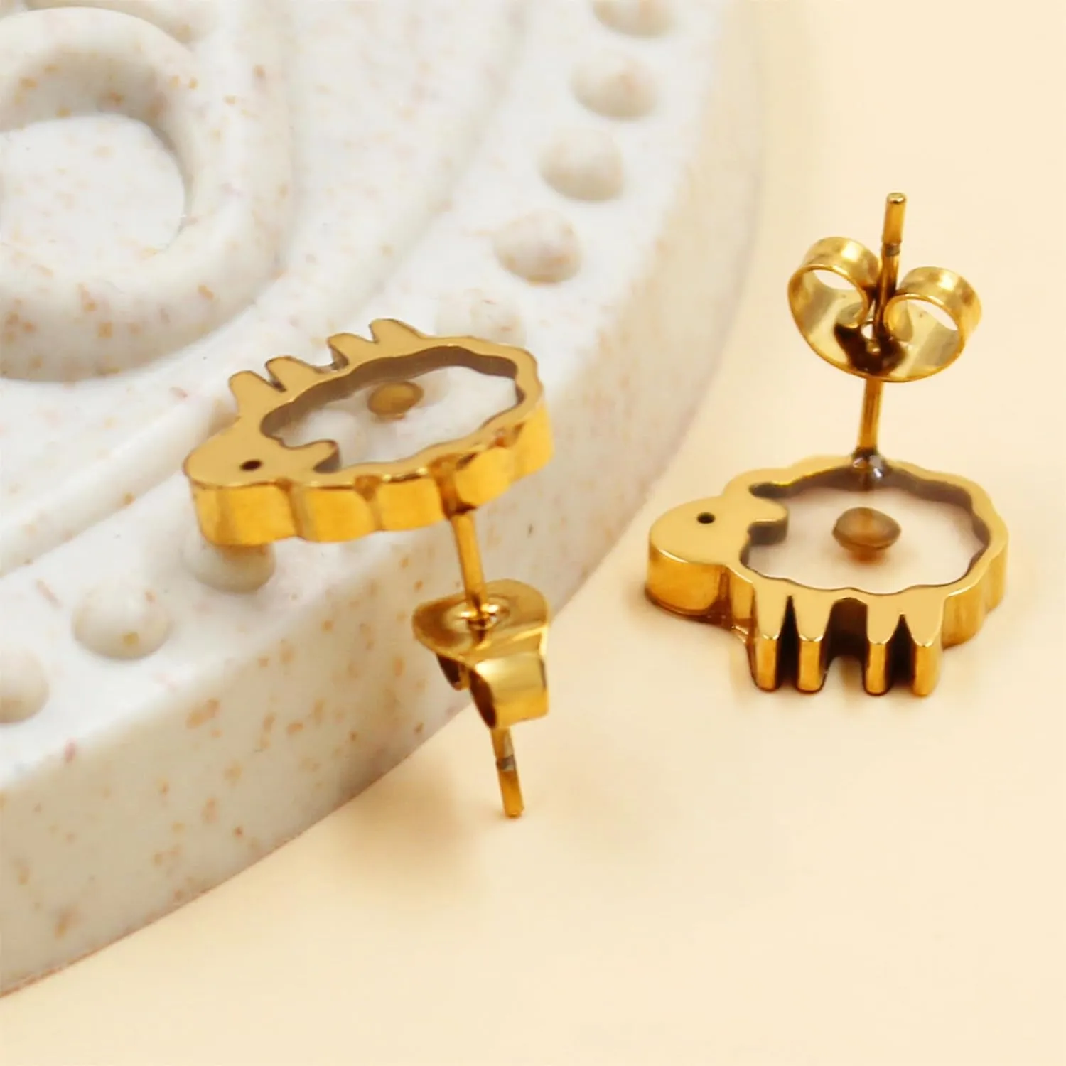 Fashion Graceful Mustard Seed Studs Earrings for Women with Sensitive Ears - Delicate Stainless Steel Hypoallergenic Jewelry for Mother Gift