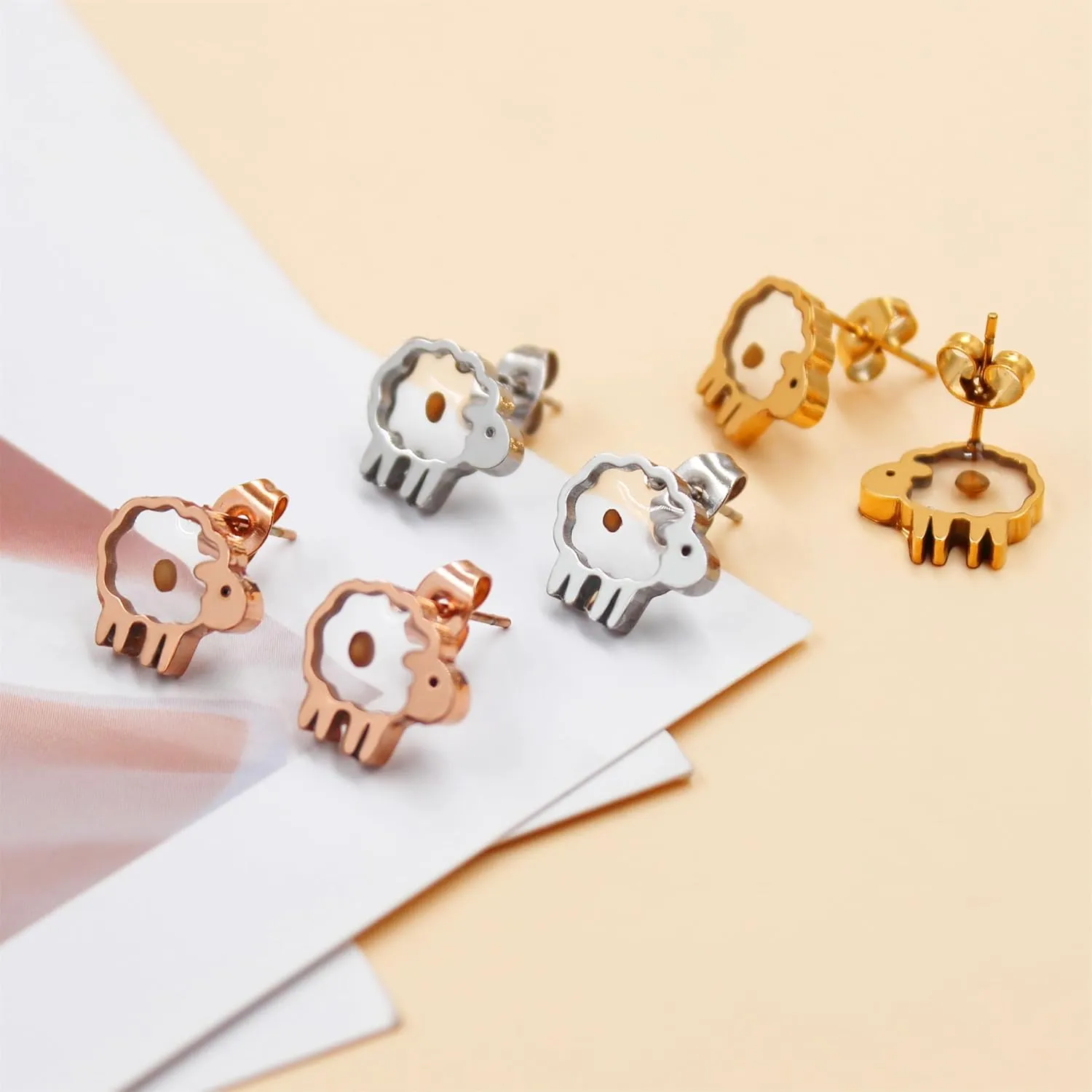 Fashion Graceful Mustard Seed Studs Earrings for Women with Sensitive Ears - Delicate Stainless Steel Hypoallergenic Jewelry for Mother Gift