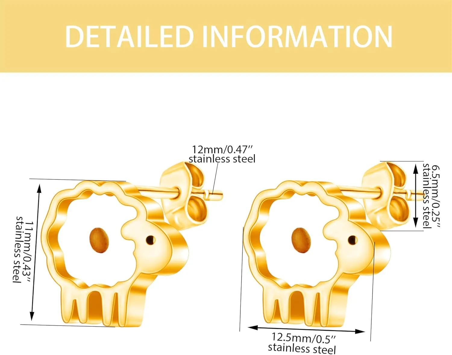 Fashion Graceful Mustard Seed Studs Earrings for Women with Sensitive Ears - Delicate Stainless Steel Hypoallergenic Jewelry for Mother Gift