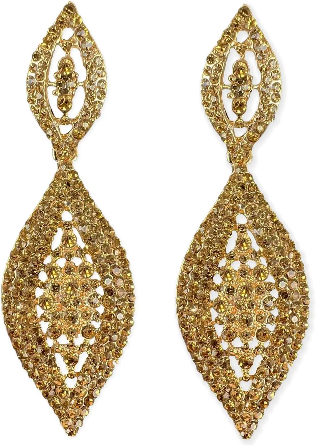 Fashion Rhinestone Crystal Wedding Earrings for Women Bridal Bridesmaid Long Leaf Chandelier Teardrop Dangle Earrings Jewelry