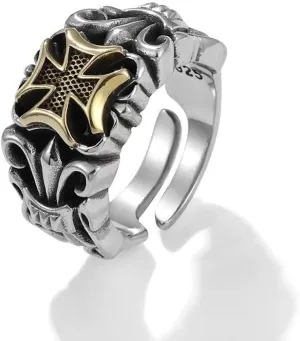 Finendil Halloween stainless steel cross faith ring two-color.Right rings, rings. Cross Lord of the Rings ring, ring. Wishing Ring.Handmade vintage
