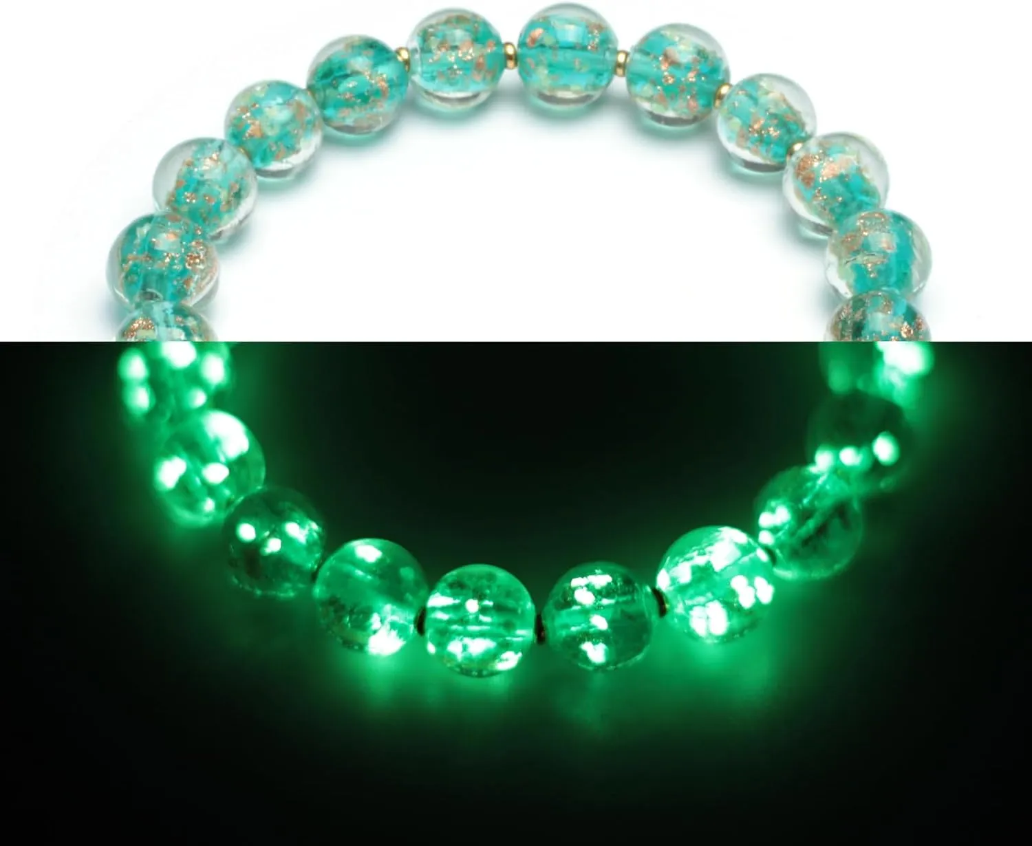 Firefly Glass Breads Bracelet Luminous Beads Bracelet for Women Glow in The Dark Beaded Bracelets Unique Stretch Bracelets
