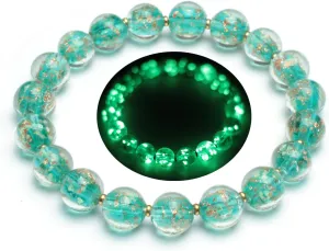 Firefly Glass Breads Bracelet Luminous Beads Bracelet for Women Glow in The Dark Beaded Bracelets Unique Stretch Bracelets