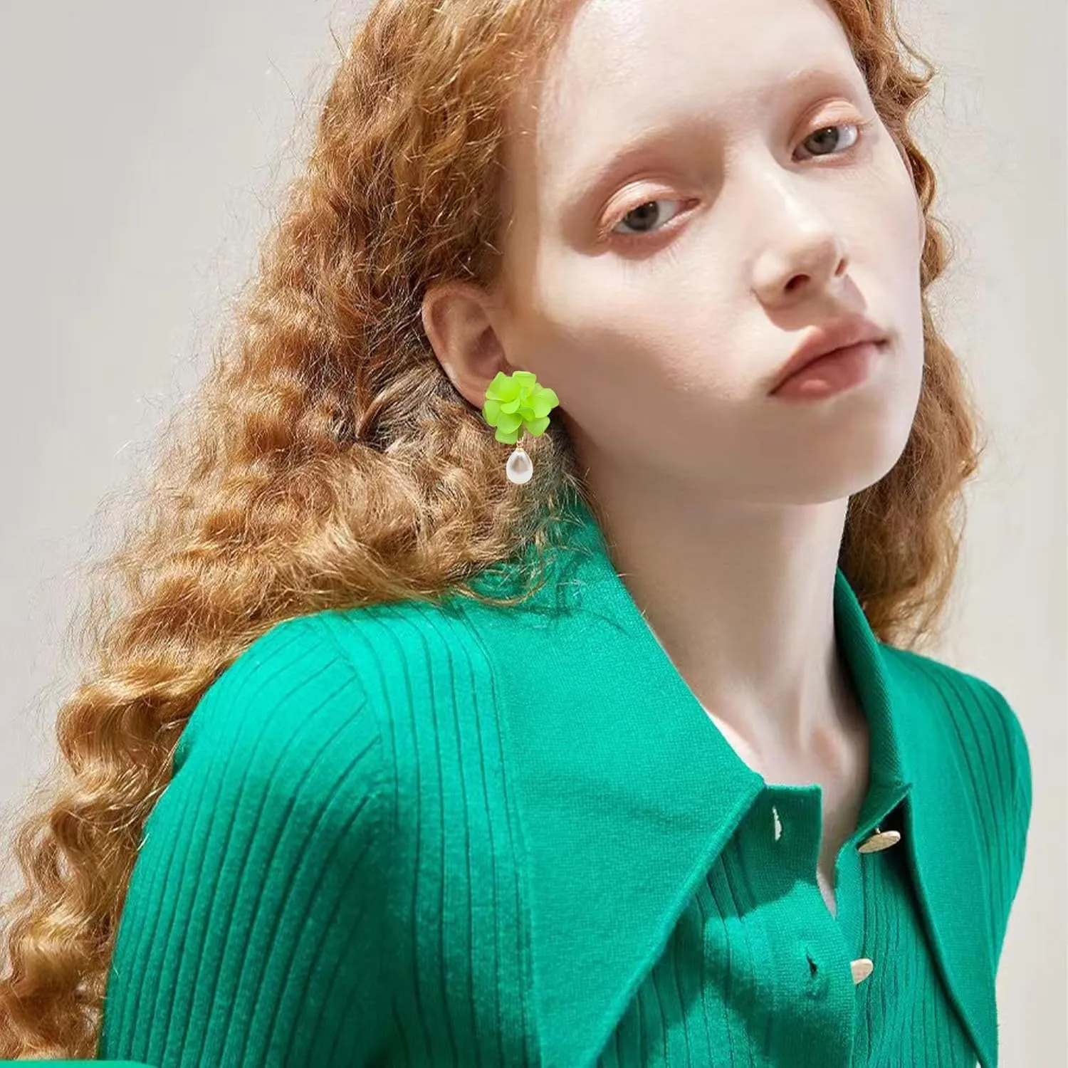 Flower Pearl Earrings Floral Tassel Statement Flower Dangle Earrings for Women