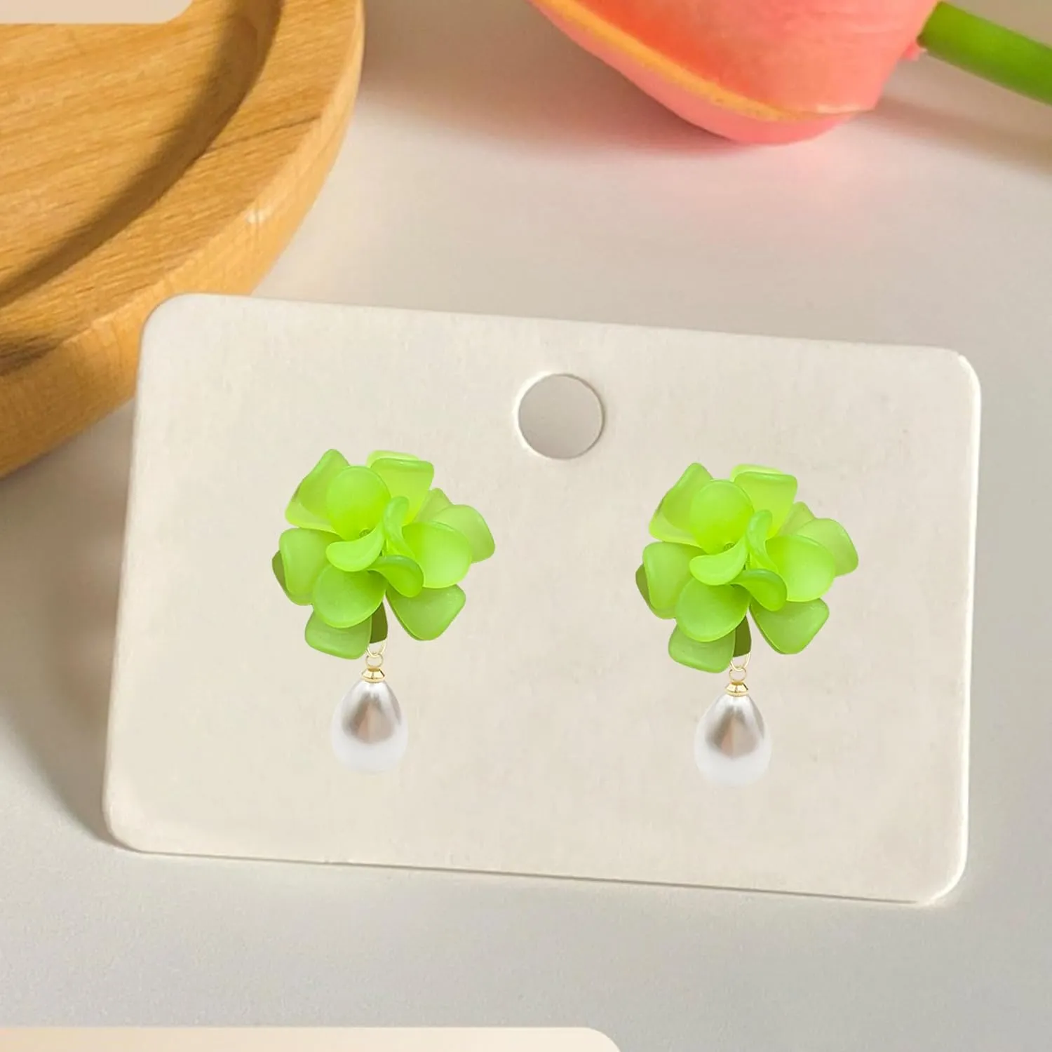 Flower Pearl Earrings Floral Tassel Statement Flower Dangle Earrings for Women