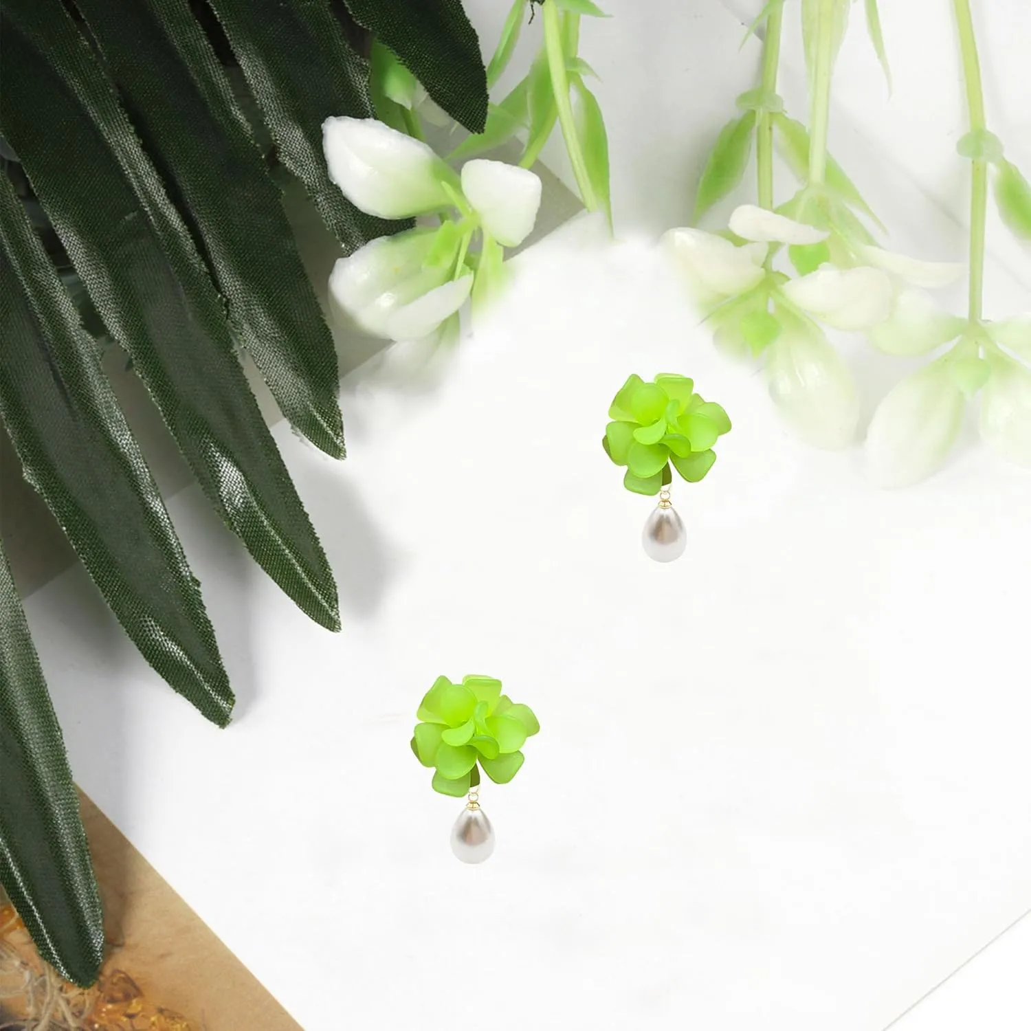 Flower Pearl Earrings Floral Tassel Statement Flower Dangle Earrings for Women