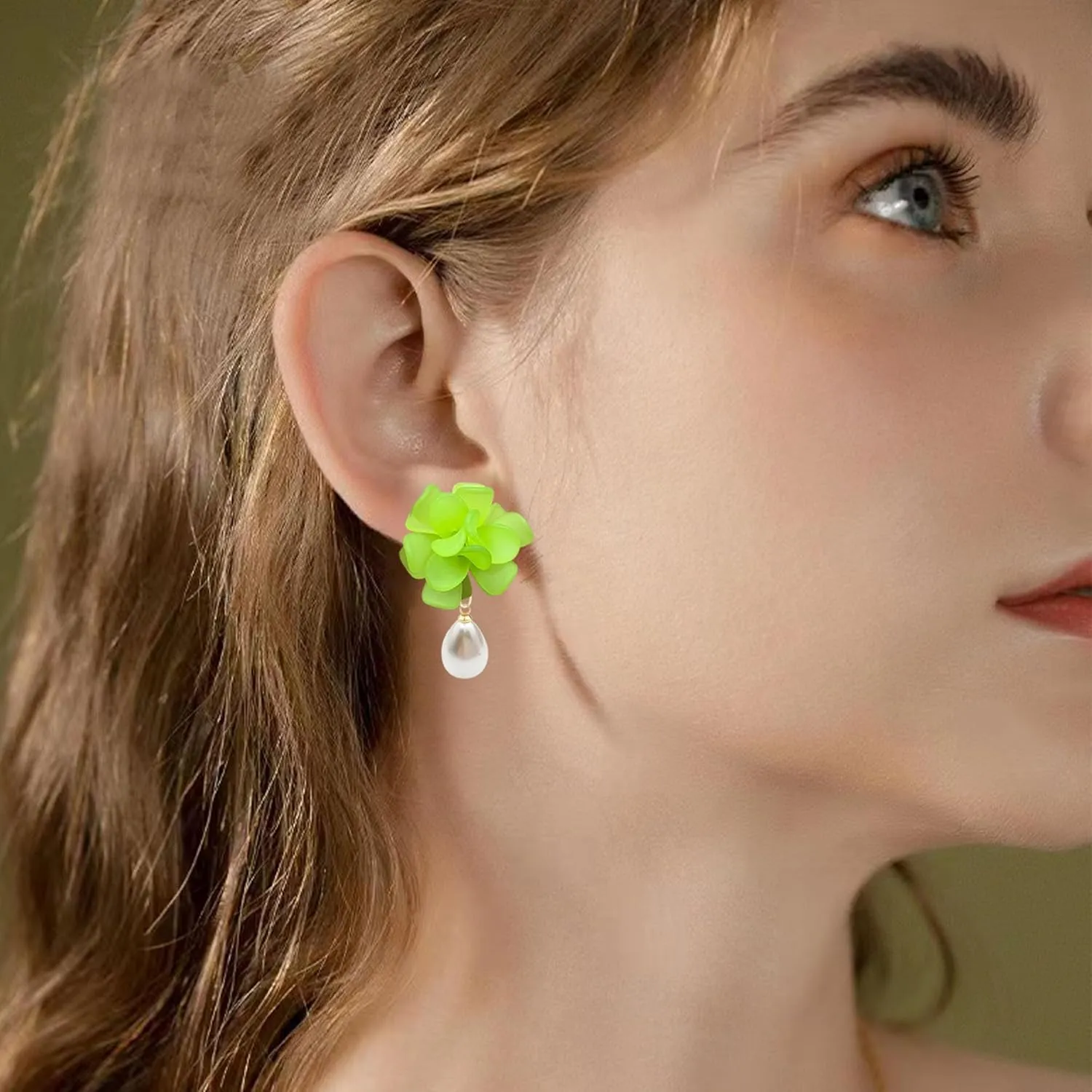 Flower Pearl Earrings Floral Tassel Statement Flower Dangle Earrings for Women