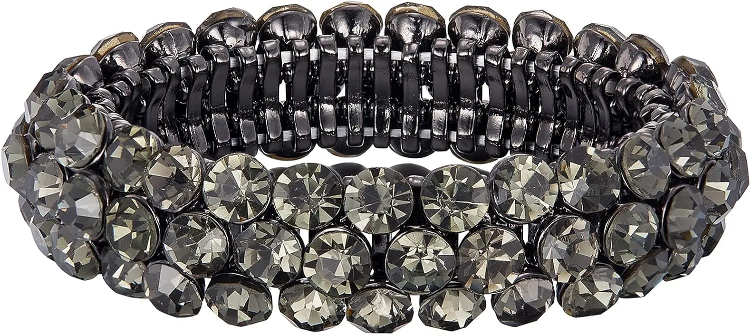 Flyonce Bridal Bracelet for Wedding, Sparkly Crystal Rhinestone Stretch Bracelets for Women