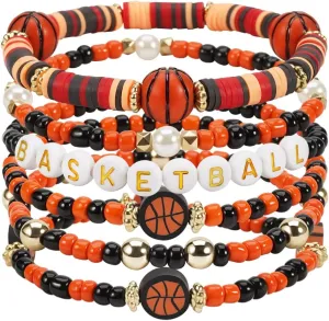 Football Baseball Soccer Beaded Bracelets for Women Stackable Game Day Sports Theme Bracelet