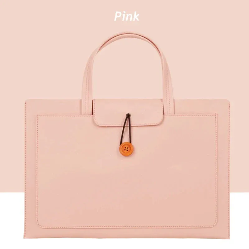 For Macbook Air Pro M1 10,11.6,12,13.3,14,15.4,15.6 Inch Pu Leather Hand & Laptop Bag