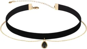 Fuqimanman2020 Black Teardrop Velvet Choker Necklace for Women Layered Gothic Choker Victorian Necklace Aesthetic Vampire Necklaces for Womens