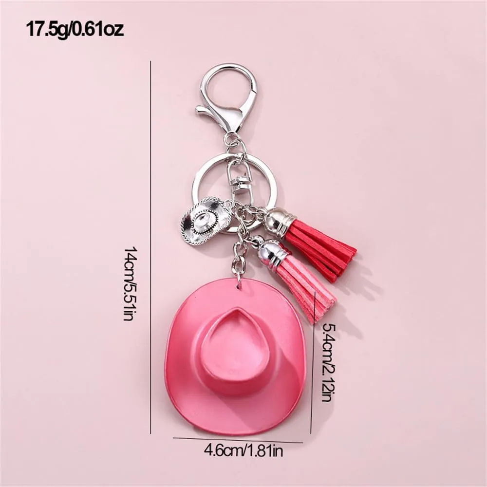 Fuqimanman2020 Colorful Western Cowboy Hat Keychain with Tassel for Women Cute Cowgirl Disco Cowboy Hat Jewelry