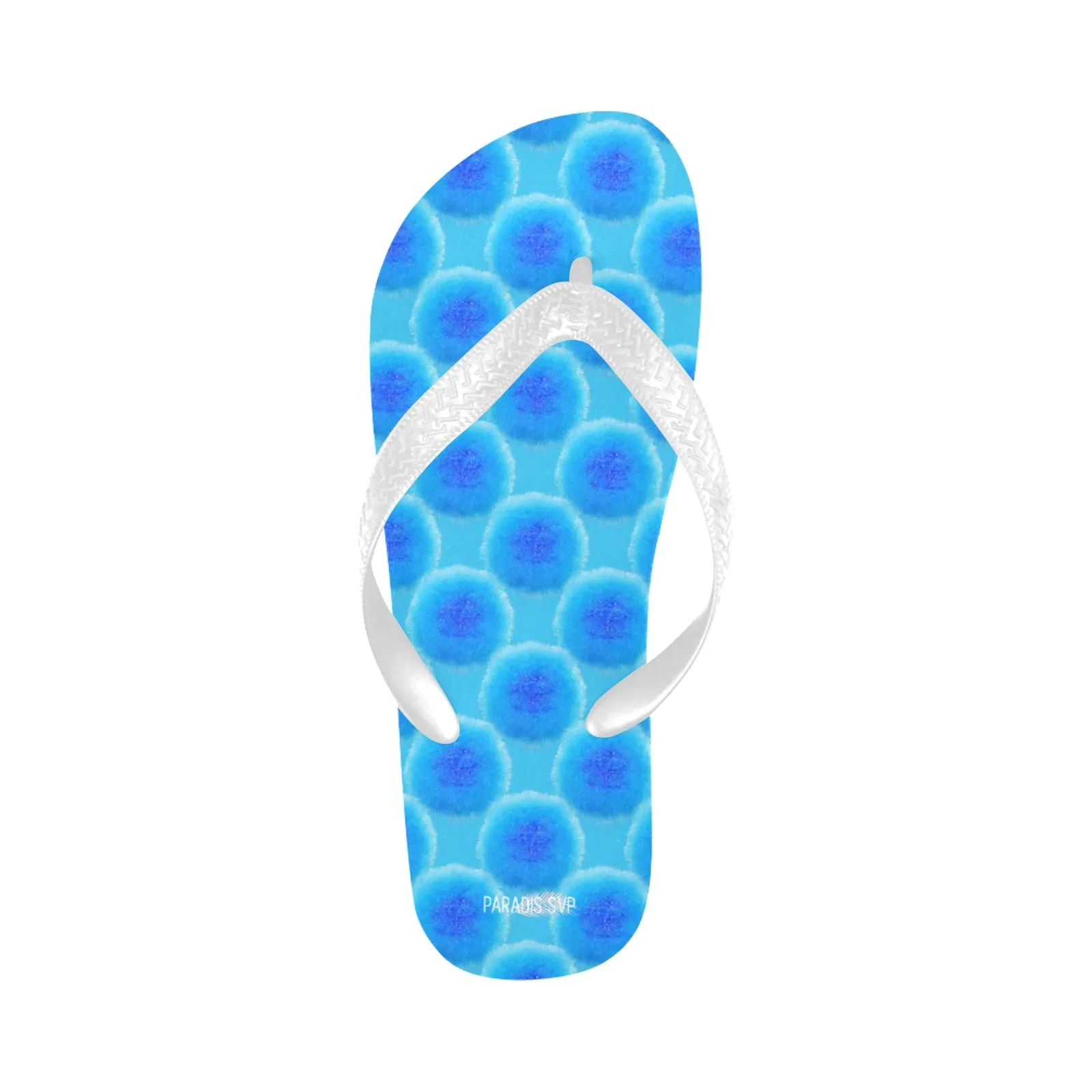 Fuzzy Bubble Blue Flip-Flops
