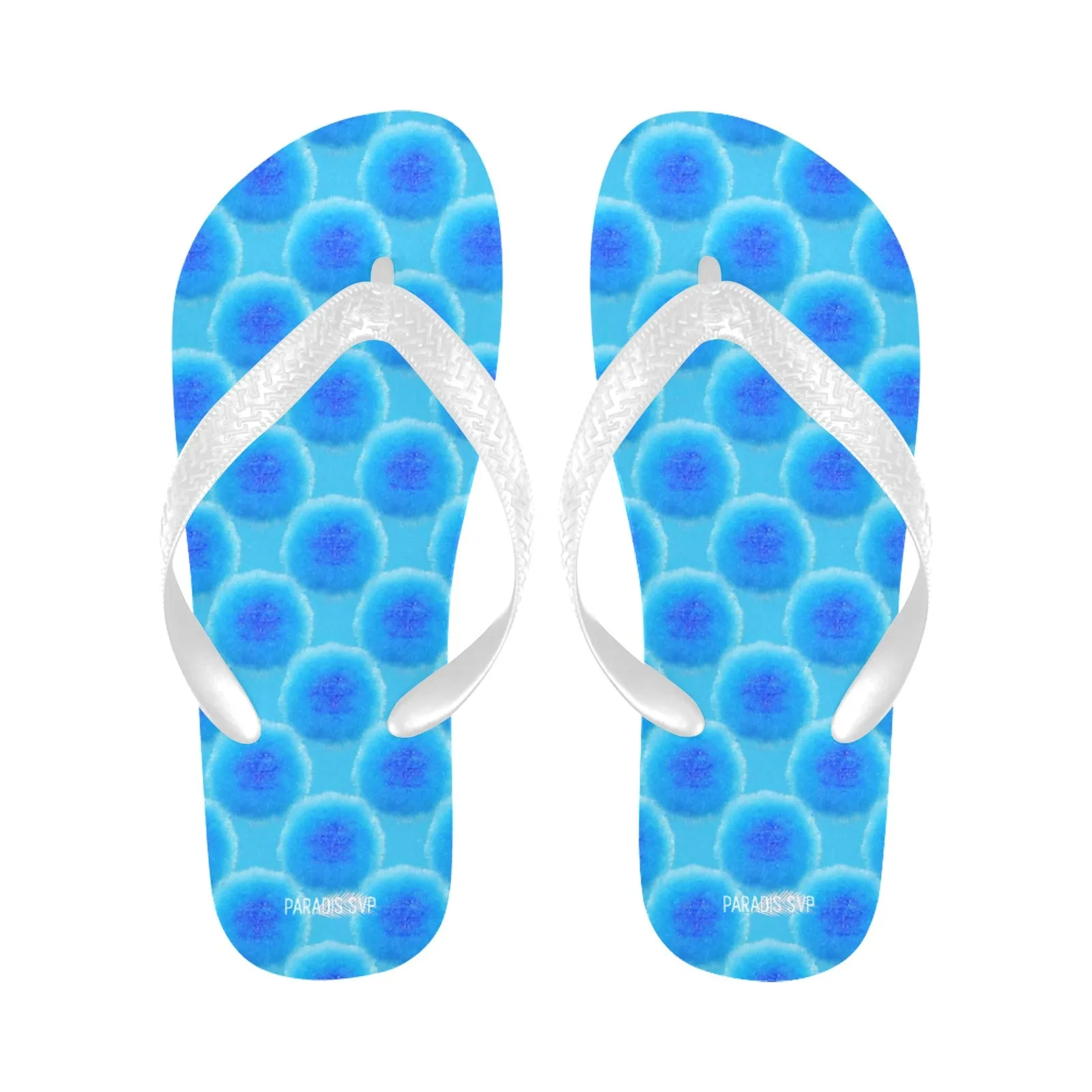 Fuzzy Bubble Blue Flip-Flops